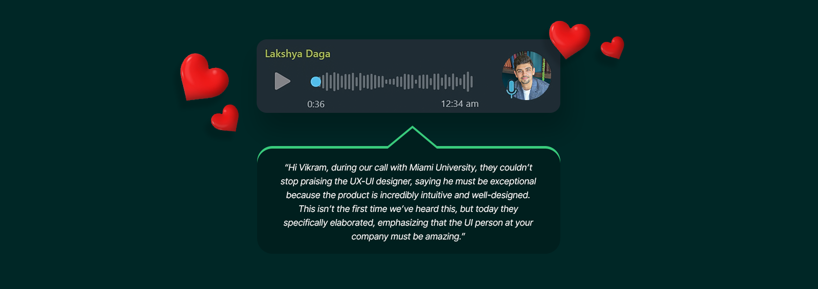 Testimonial quote graphic from CEO